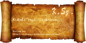 Kubányi Szabina névjegykártya